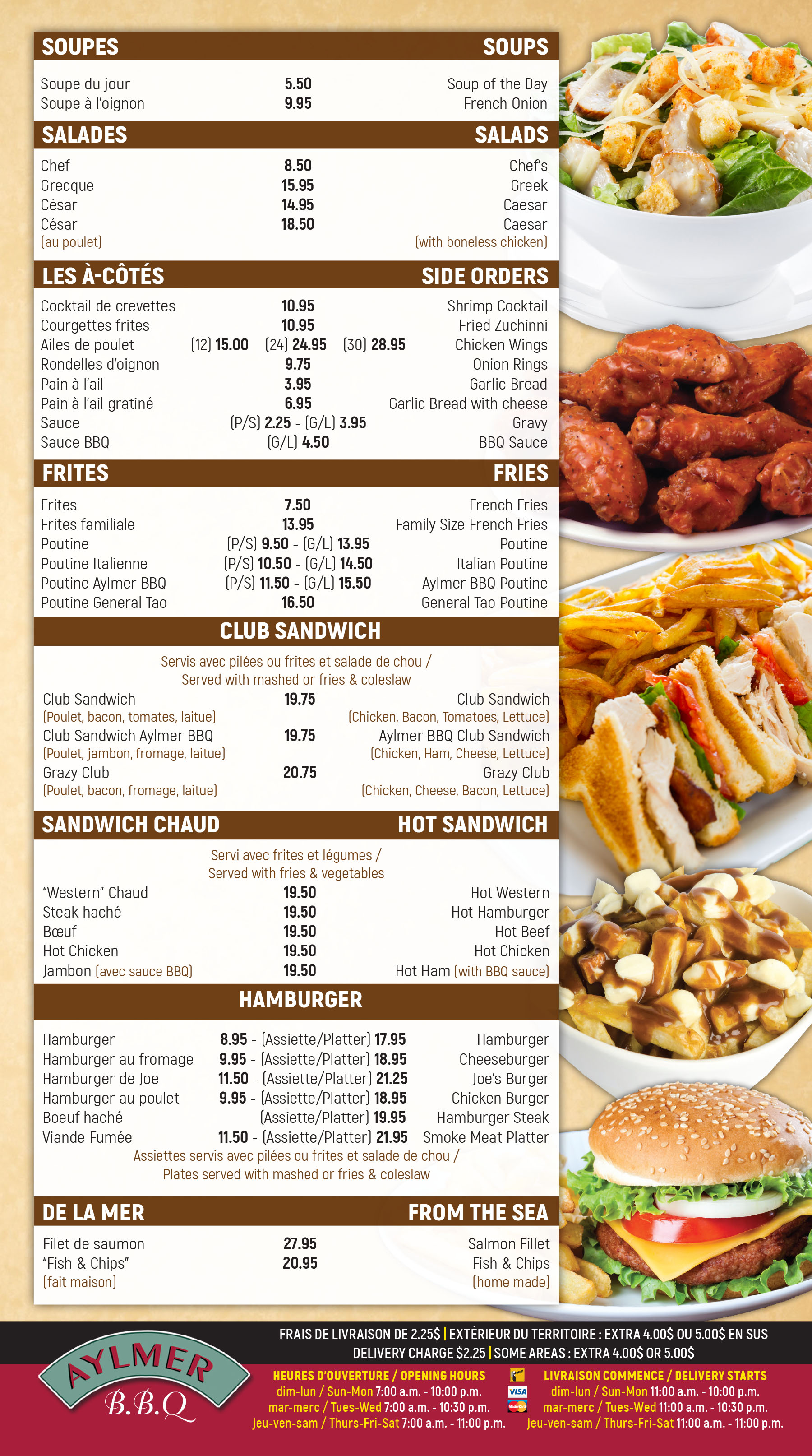 Aylmer BBQ Menu