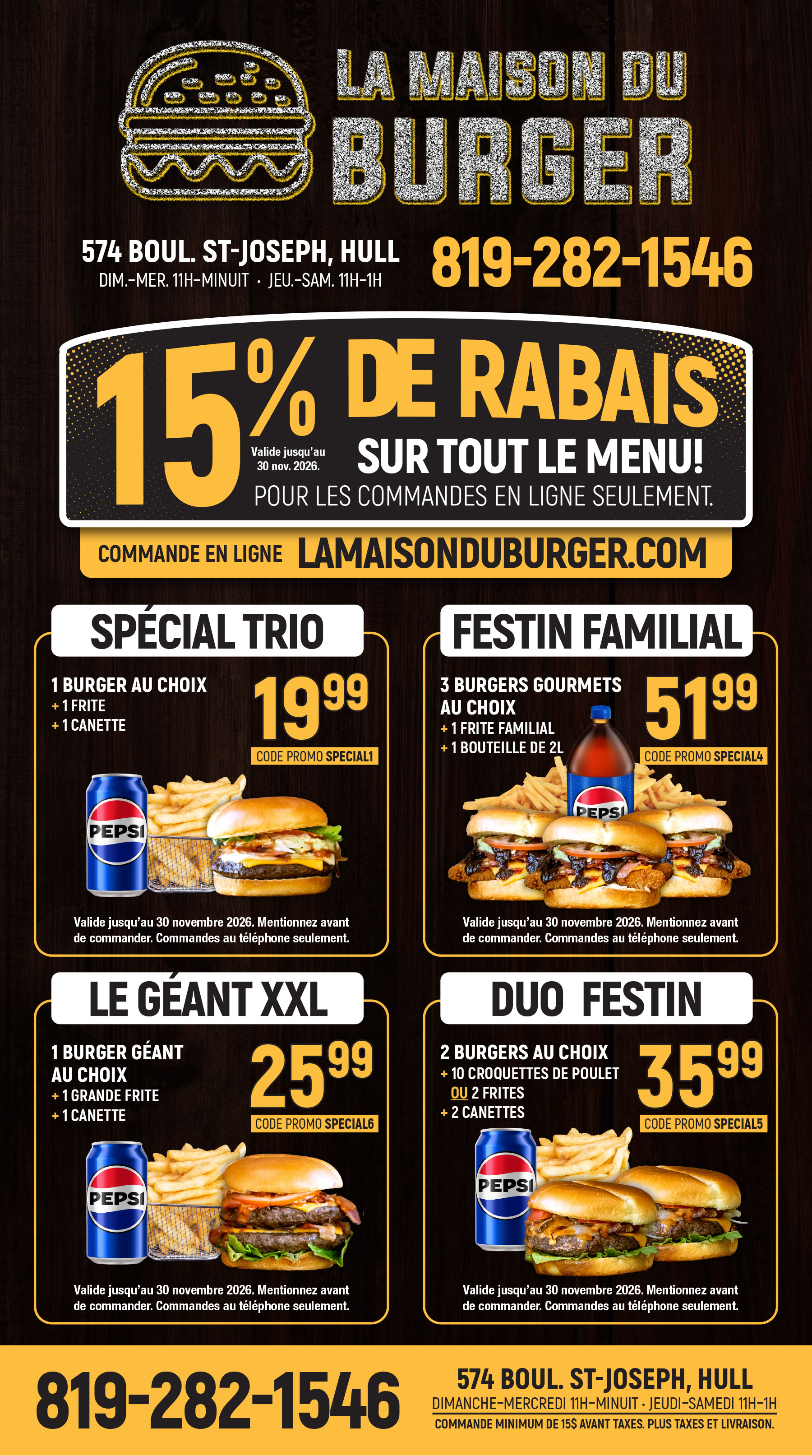 La Maison Du Burger Hull Menu